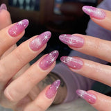 Zjkrl - 24pcs/box Fake French y2k Nails Press On Long Stiletto Almond Shape Wearable False Nails With Stars Designs Full Cover Nail Tips