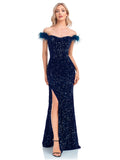 Zjkrl Elegant Evening Dresses Green Sequin Sexy Split Party Backless Women Long luxurious Gown Formal Dress Cocktail 2023