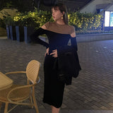 Vintage Sweater Knitted Dresses for Women French Casual Long Sleeve Office Lady Slim One Piece Woman Dress Korean Autumn 2022