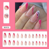 Simple French Wearable False Nails Almond Colorful Stripes Colorblock Design Manicure Fake Nails Line Full Cover Press On Nail