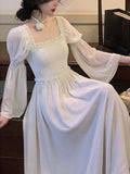 Zjkrl - 2023 Summer French Vintage Elegant Midi Dress Party One Piece Dress Korean Women Beach Style Even Party Dress Office Lady Chic