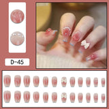 Zjkrl - 24Pcs/Set Press On Fake Nails Green Wearing Reusable False Nails Art Girls Ballerina Coffin Nail With Glue Full Cover Artificial