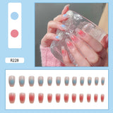 Zjkrl - 24Pcs/Set Press On Fake Nails Green Wearing Reusable False Nails Art Girls Ballerina Coffin Nail With Glue Full Cover Artificial