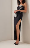 Zjkrl - Black Rose Embroidered Long Bandage Dress for Girls Elegant Wrap Breast Sexy Party Event