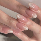 Zjkrl - 24PCS/box Mid-length  stiletto nail tips Gradients wear full cover paragraph fashion Manicure patch false fingernails for girls