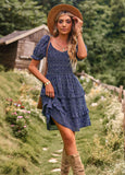 Zjkrl - Fashion Ladies Short Sleeve Casual Beach Dresses For Women 2023 Floral Casual Mini Summer Boho Woman Dress Elegant Clothes Robe