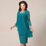 Zjkrl Women Elegant Party Dress Oversized Chiffon Lace Vestidos De Fiesta Evening Three Quarter Robes De Soirée Formal Vetement Femme