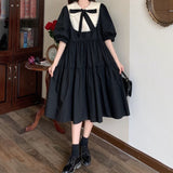 Women Lolita Dress Kawaii Elegant Vintage Dresses 2023 Summer Sweet Cute Puff Sleeve Preppy Style Sundress Fashion Robe