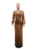 Zjkrl - Elegant Evening Dresses Long Patry Gown Sexy Deep V Long Sleeve Mermaid Bodycon Split Maxi Robe Femme