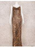 Zjkrl Sexy Spaghetti Strap Leopard Long Sundress Maxi Dress Summer Clothing For Women Club Party Dresses Evening Beach Wear A1224