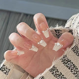 Zjkrl - 24 Pcs Pink Fake Nails Press on Nail Designs Art Long Tips False Forms with Glue Stick Stickers Reusable Set Acrylic Artificial