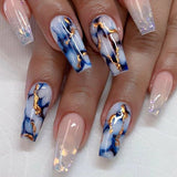 Zjkrl - 24Pcs Press On Nails Wearable Fake Nails Pink Gradient Glitter Butterfly Rhinestones False Nail Full Cover Acrylic Nail Tips