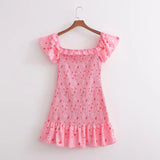 Zjkrl 2023 Summer Short Sleeve Sexy Women Sexy Vocation Beach Mini Dress