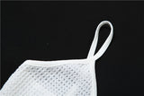 Zjkrl Sexy Hollow Out Mini Dress Women Fashion Strap Ruched Bodycon Beach Dresses 2023 Summer White See Through Night Club Outfits