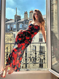 Zjkrl - Floral Print Sleeveless Bandage Straps Slip Dress Women Elegant Backless Slim Midi Dresses 2023 Summer Casual Holiday Vestidos