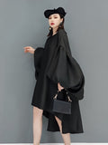 Zjkrl - Fashion Solid Color Dress Women's Autumn 2023 New Round Neck Loose Batwing Sleeve Knee-length Dresses Female