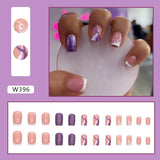 Zjkrl - 24pcs False Nails Tips with Glitter Design Press on Stick-on Nail Tips for Women and Girls