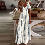 Zjkrl Women Floral Print Maxi Dress Boho Lace Sling Hollow Out A Line Long Dress Ladies Casual Loose V-Neck Beach Party dress Vestidos