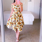 Zjkrl Sexy Off The Shoulder Tube Top Dress Butterfly Rainbow Floral Print Dress Ladies Elegant Slim Summer Bohemian Party Maxi Dresses