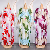 Zjkrl African Dashiki Print Long Dresses For Women Plus Size Boubou 2023 Spring New Maxi Robe Turkey Nigerian Party Outfits Abayas