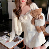 Zjkrl Korean Sweet Kawaii Dress Women Winter France Elegant Evening Party Mini Dress Ladies Bodycon Designer Vintage Dress Autumn