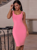 Zjkrl - Elegant Sleeveless Bodycon Bandage Dress for Women 2023 Summer Basic Green Sexy Dresses Roung Neck Evening Club Party Dress Midi