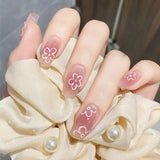 Zjkrl - 24Pcs/Box Gradient Color Artifical Press On Nails With Glue Long Coffin Fake Nails Lovely Girls Nail Art Ballerina False Nails