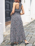 New Summer Neck Hanging Type Sexy Dress Backless Leopard Print Lace-up Birthday Dress for Women Tourism Vacation Beach Dress