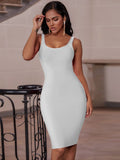Zjkrl - Elegant Sleeveless Bodycon Bandage Dress for Women 2023 Summer Basic Green Sexy Dresses Roung Neck Evening Club Party Dress Midi