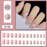 Zjkrl - 24Pcs/Set Press On Fake Nails Green Wearing Reusable False Nails Art Girls Ballerina Coffin Nail With Glue Full Cover Artificial