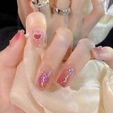Zjkrl - 24 Pcs Pink Fake Nails Press on Nail Designs Art Long Tips False Forms with Glue Stick Stickers Reusable Set Acrylic Artificial