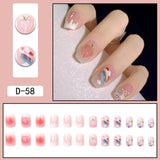 Zjkrl - 24Pcs/Set Press On Fake Nails Green Wearing Reusable False Nails Art Girls Ballerina Coffin Nail With Glue Full Cover Artificial