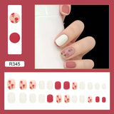 Zjkrl - 24Pcs/Box Charming Pink Flame Short Ballet Wearable Fake Nails press on Square Head Full Cover Detachable Finished Fingernails