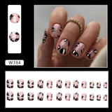 Zjkrl - 24pcs False Nails Tips with Glitter Design Press on Stick-on Nail Tips for Women and Girls