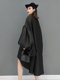 Zjkrl - Fashion Solid Color Dress Women's Autumn 2023 New Round Neck Loose Batwing Sleeve Knee-length Dresses Female