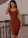 Zjkrl - Elegant Sleeveless Bodycon Bandage Dress for Women 2023 Summer Basic Green Sexy Dresses Roung Neck Evening Club Party Dress Midi