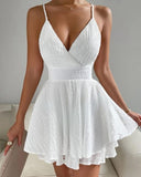 Zjkrl - Bow Big Swing Dress 2023 Summer Women Spaghetti Strap V Neck Backless Mini Party Beach Ruffle Vestidos Femininos