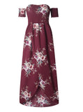 Zjkrl Boho style long dress women Off shoulder beach summer dresses Floral print Vintage chiffon white maxi dress vestidos de festa