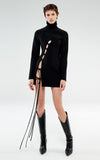 Zjkrl - High Quality Hollow Turtleneck Long Sleeve Bandage Mini Dress for Women Sexy Club Party Leisure Dresses