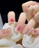 Zjkrl - 24Pcs/Set Press On Fake Nails Green Wearing Reusable False Nails Art Girls Ballerina Coffin Nail With Glue Full Cover Artificial