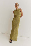Summer Knitted Beach Dress for Women 2023 Sexy Hollow Out Bodycon Party Dresses Club Outfits Elegant Sleeveless Slit Maxi Dress