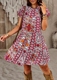 Zjkrl - Fashion Elegant Ladies Long Dresses 2023 Summer Round Neck Short Sleeve Printed Party Dress Boho A-line Beach Dress for Women