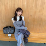 Vintage Sweater Knitted Dresses for Women French Casual Long Sleeve Office Lady Slim One Piece Woman Dress Korean Autumn 2022