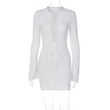 Zjkrl - Elegant Long Sleeve Bodycon Mini Dress Women Autumn Sexy Fashion Short Bandage Dresses Party Evening Night Club Clothes