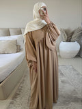 Zjkrl Plain Abaya Muslim Long Dress for Women Ramadan Eid Balloon Sleeve Islamic Jilbab African Dresses Dubai Turkish Modesty  Kaftan