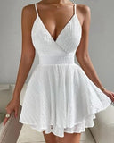 Zjkrl - Bow Big Swing Dress 2023 Summer Women Spaghetti Strap V Neck Backless Mini Party Beach Ruffle Vestidos Femininos