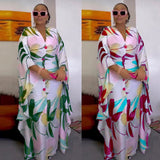 Zjkrl African Dashiki Print Long Dresses For Women Plus Size Boubou 2023 Spring New Maxi Robe Turkey Nigerian Party Outfits Abayas