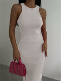 Sexy Sleeveless Spring Summer Dress Women Sundress Side Slit Bodycon Long Dress Club Party White Black Dress Women 2023