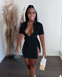 Zjkrl Women Single Breasted Turn-down Neck Shirt Style A-line Bodycon Long Sleeve Dress New