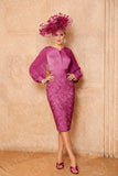 Zjkrl Exquisite Dusty Pink Mother of the Bride Dresses Lace Tea Length Mother Dresses Long Sleeves Wedding Party Gowns Latest On Sale